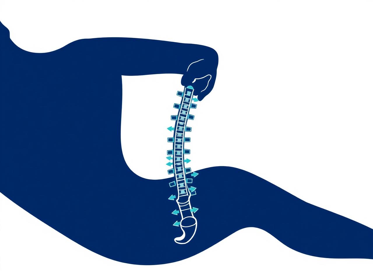 Illustration of the spinal decompression process showing traction on the vertebrae